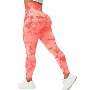 Imagem de tincolia Meia-calça feminina de ioga moderna tie dye, sem costura, alta elasticidade, controle de barriga, calça de corrida-12-P