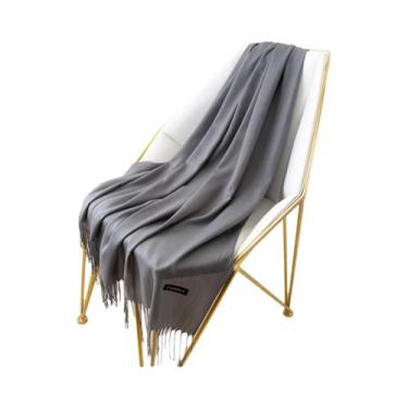 Imagem de Cachecol Feminino De Caxemira Quente, Xale Pashmina Com Borlas, Outono