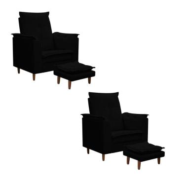 Imagem de Kit 02 Poltronas Maria Para Amamentação E Descanso Com Puff Confortável Suede Preto Mabe Magazine