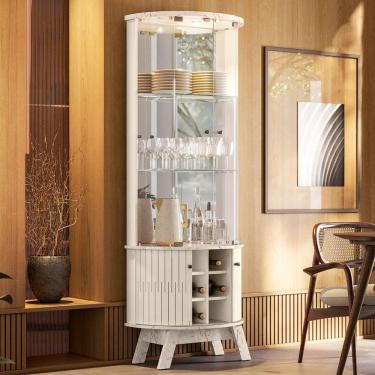 Imagem de Cristaleira com Led e Espelho 67x180cm Marina Madetec Calacata Off White