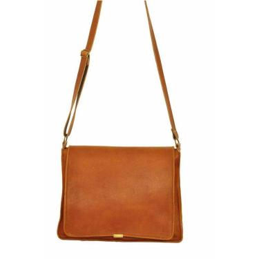 Imagem de Bolsa Feminina Couro Transversal Tiracolo Cor Marrom Amarelado