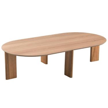 Imagem de Mesa De Centro Para Sala De Estar Oval Pés Madeira Bulat A03 Hanover Roble - Lyam Decor