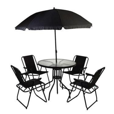 Imagem de Conjunto Mesa Cadeira Guarda Sol Articulavel Deck Ombrelone Piscina Area Lazer Descanso