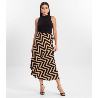 Imagem de Saia Midi Amarração Envelope Select Marrom, UN, Marrom