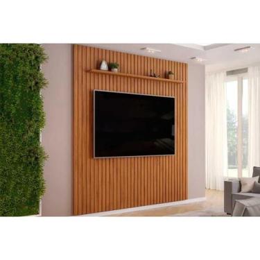Imagem de Painel Quarto p/ TV até 85 Pol Pratic Ripado c/ 1 Prateleira 250x240cm