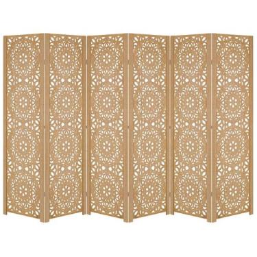 Imagem de 6 Folha Biombo Mandala Ambiente Divisória Separador Madeira Divisor De