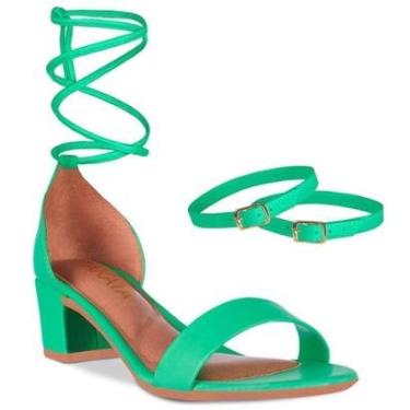 Imagem de Sandalia Feminina Casual Salto Bloco Grosso Tiras de Amarrar Sintético Moda Festa A3.29-Feminino