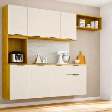 Imagem de Cozinha Compacta Suspensa 8 Portas 1 Gaveta Nicho e Prateleiras Zarah 