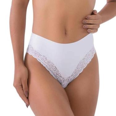 Imagem de Calça Alta em Microfibra DelRio 50604 com Renda, Branco, GG