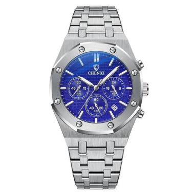 Imagem de Relógios masculinos de aço inoxidável movimento quartzo - Azul - CHENX