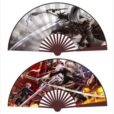 Imagem de Ventiladores dobráveis Anime Nier: pano portátil Automatas e bambu - Y