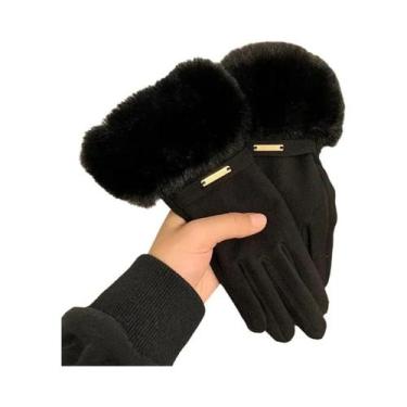 Imagem de Luvas Femininas De Inverno Com Tela Sensível Ao Toque, Forradas De Vel