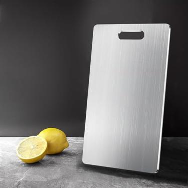 Imagem de Tábua de cortar 316, tábua de corte inoxidável, tábua de corte de titânio, espessa e durável, ambos os lados podem ser usados, conveniente para armazenamento, adequada para cozinhas domésticas e