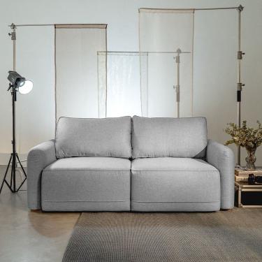 Imagem de Sofá Retrátil 190cm Mellow Cabecasa Madeiraoriginals Linho Cinza