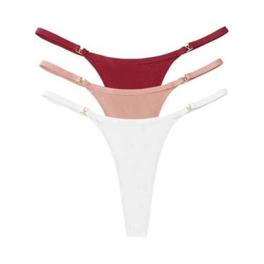 Imagem de Conjunto De 3 Calcinhas Thong De Cintura Baixa Para Mulheres, Confortá