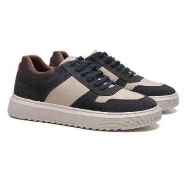 Imagem de Sapatenis Masculino Nadal Camurca Napa Latego Marinho Bege Samello-Masculino