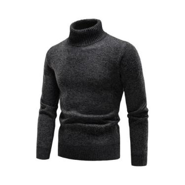 Imagem de Suéter Masculino Slim Fit De Fleece Com Gola Alta, Quente Para Outono 