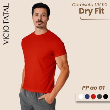 Imagem de Camiseta Masculina Dry UV 100 Manga Curta Lisa com Elastano Malha Visco Lycra Academia Treino-Masculino
