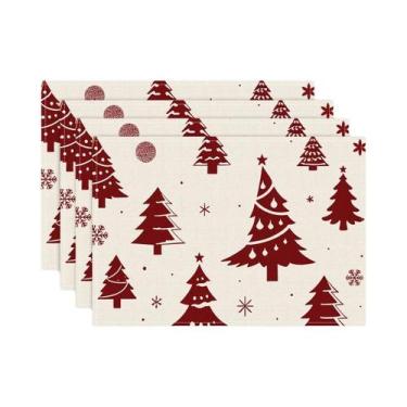 Imagem de Sousplat De Natal 12x18 Polegadas Com Estampa De Floco De Neve E Rena,