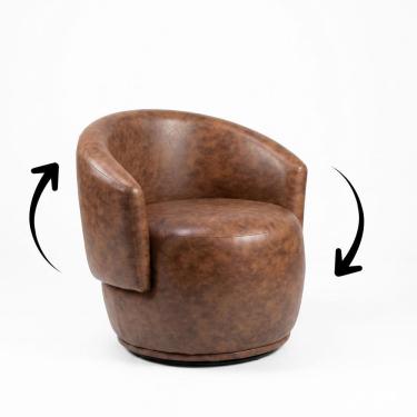 Imagem de Poltrona Giratória Decorativa Sala Estar Orgânica Beatriz Corino Ocre - Montanaris Decor