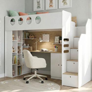 Imagem de Cama Alta Office com Armários Baixos Star Maker Casatema Madeiraoriginals Branco/Itapoã