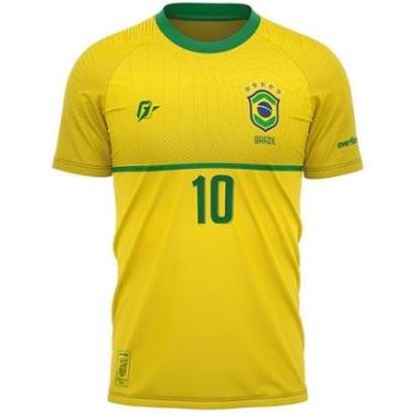 Imagem de Camiseta Filtro UV Brasil Canarinho Amarelo Torcedor-Masculino