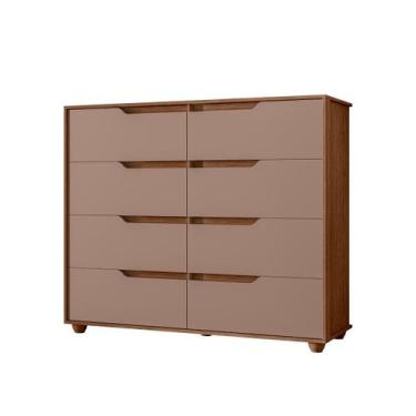 Imagem de Cômoda Quarto Doble com 8 Gavetas e Pés - Albatroz, Nogueira/Capuccino