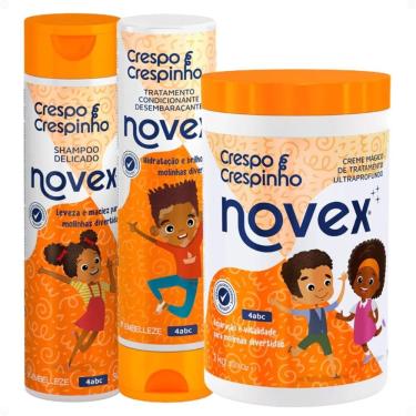 Imagem de Kit Novex Crespo e Crespinho 4abc: Shampoo, Tratamento Condicionante 300ml e Creme De T...