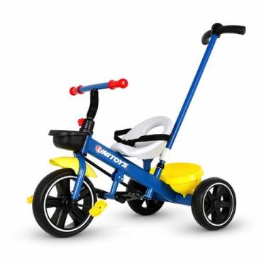 Imagem de Triciclo Infantil Azul com Empurrador UNITOYS Seguro com Estrutura Ref