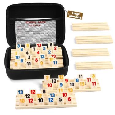 Imagem de Rummy Cube Game uvcany para 8 jogadores com 8 prateleiras e estojo de 