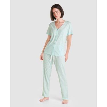 Imagem de Pijama Feminino Longo Macio em Algodão Verde Lohe, Verde, GG
