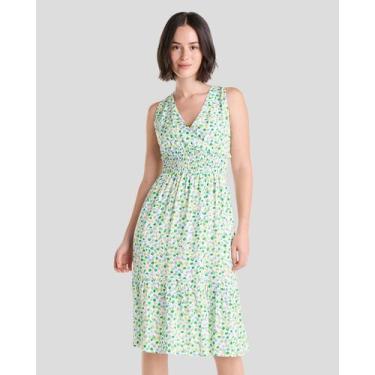 Imagem de Vestido Feminino Poá Ninho de Abelha Macio Verde Pistache Lohe, Verde 