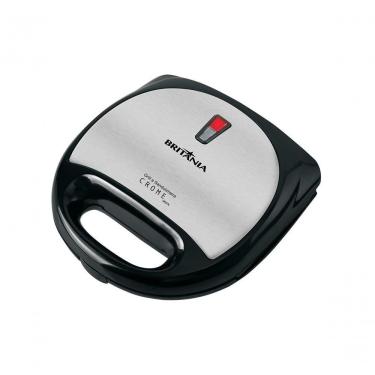 Imagem de Sanduicheira e Grill Crome Inox com Chapas Onduladas Antiaderentes Preto 220V