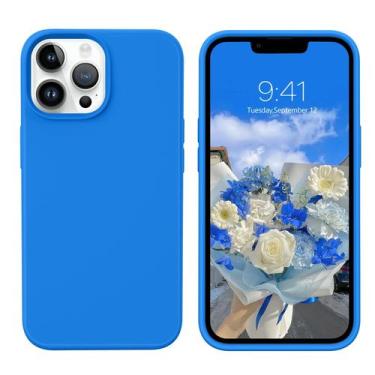 Imagem de Capa de telefone GUAGUA iPhone 13 Pro Max 6,7" de silicone líquido azu