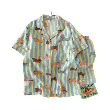 Imagem de Conjunto De Pijamas De Algodão Com Estampa De Poá Para Mulheres, 2 Peç