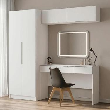 Imagem de Conjunto Quarto 1 Penteadeira 2 Aéreos 1 Guarda-roupa 2 Portas Neo Bra
