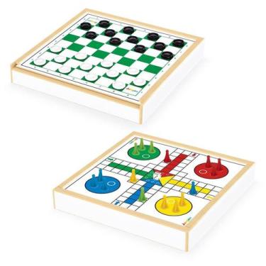 Imagem de Jogo de tabuleiro em madeira damas e ludo - junges 236 - Brinquedos Ju