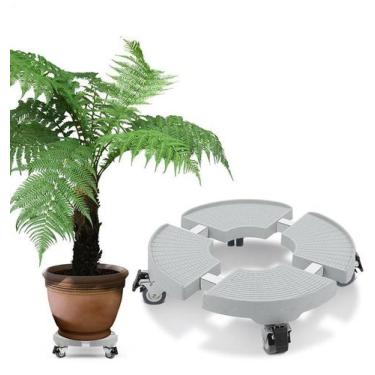 Imagem de Suporte,carrinho p/ vaso de plantas c/ 4 rodas,redondo,pvc,30-50 cm,50
