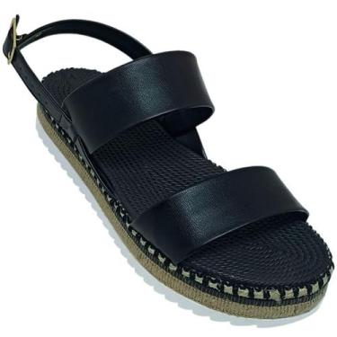 Imagem de Sandália Feminina Moleca Plataforma Ajuste Fácil Napa, Preto, 34