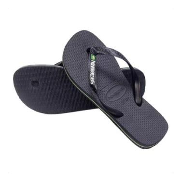 Imagem de Chinelo Havaianas Brasil Logo - Preto/Preto, 33/34, Masculino, Preto