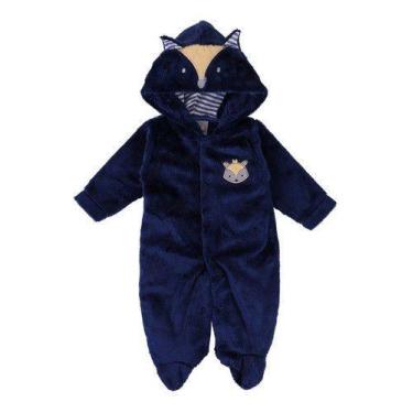 Imagem de Macacão Infantil Fantasia Parmalat Bebê Urso Raposa, Azul, Marinho, 0-