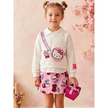 Imagem de Conjunto Manga Longa Casaco e Shorts Saia Hello Kitty Momi, Perola, 4