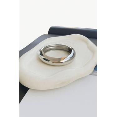 Imagem de Bracelete banhado a prata modelo maximalista tubo liso - dondocas.biju