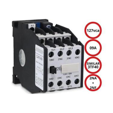 Imagem de CONTATOR TRIPOLAR JX1B 09A 127V AUXILIARES 2NA+2NF (Carga máxima 9A) -