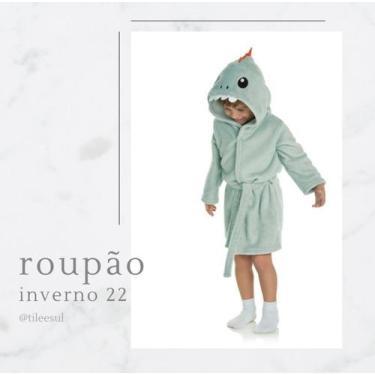 Imagem de Roupão  infantil com capuz masculino e feminino fleece - Tileesul, Ver