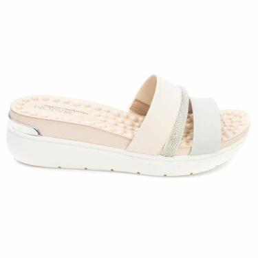 Imagem de Tamanco Feminino Anabela Modare Ultraconforto Brilho 7151133, Creme, C