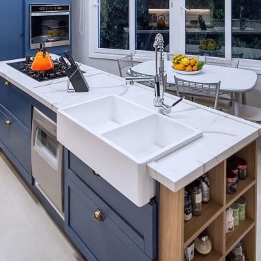 Imagem de Cuba Cozinha Farm Sink Dupla Padrão 77 Cm Estilo Fazenda Avental