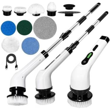 Imagem de Esfregão Elétrico Recarregável 9 em 1 Mop 360o Profissional sem Fio Portátil Limpeza Pesada Banheiro Cozinha Branco