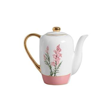 Imagem de Bule Boca de Leão Rosa para Servir Chá, Café e Infusões em Cerâmica com Estampa Floral Delicada Rosa Scalla