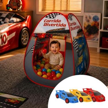 Imagem de Toca Barraca Corrida Divertida + Carrinho de Brinquedo + 25 Bolinhas -